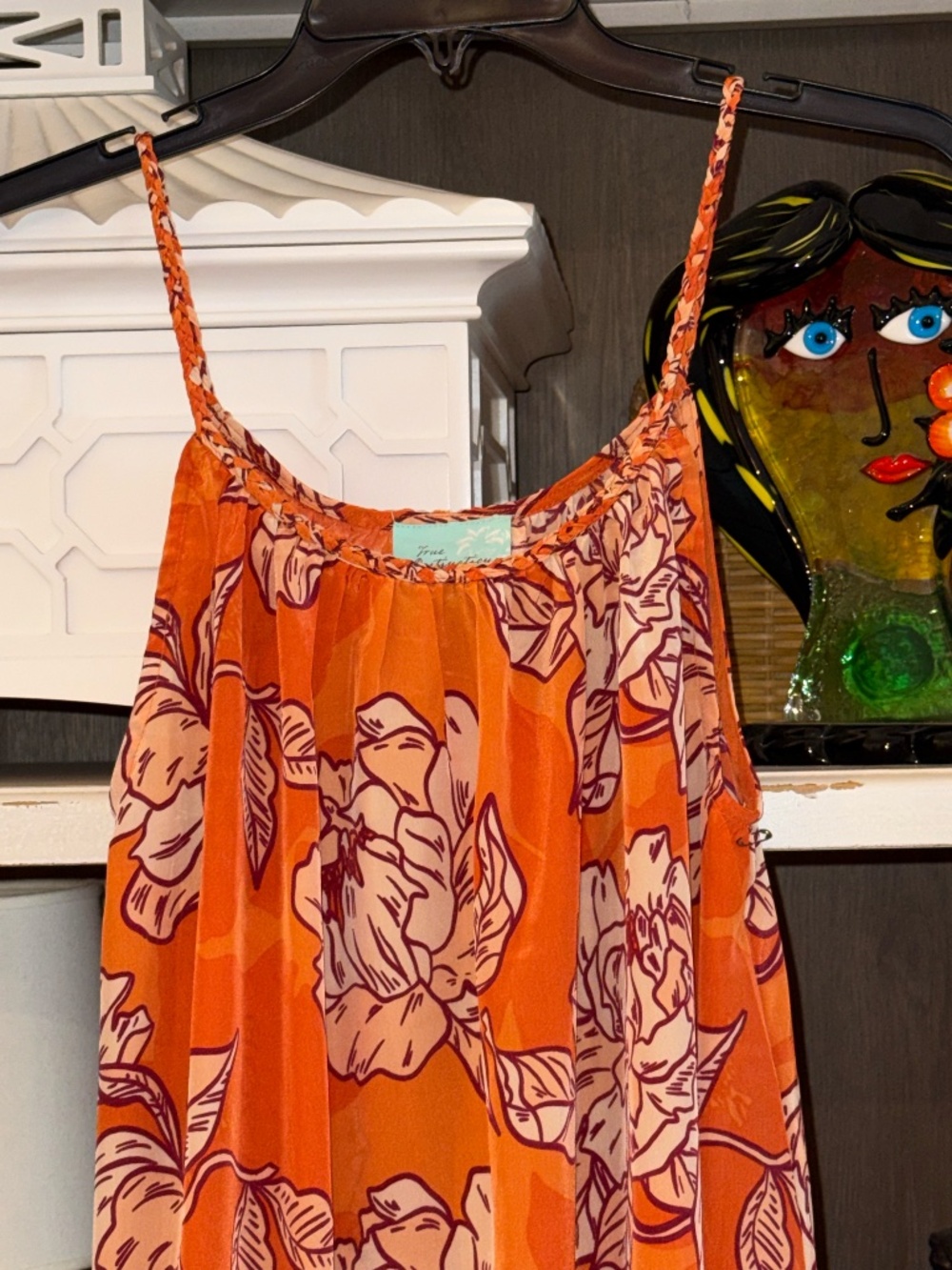 True Destinations Xs orange floral tropical maxi dress - Picture 5 of 6